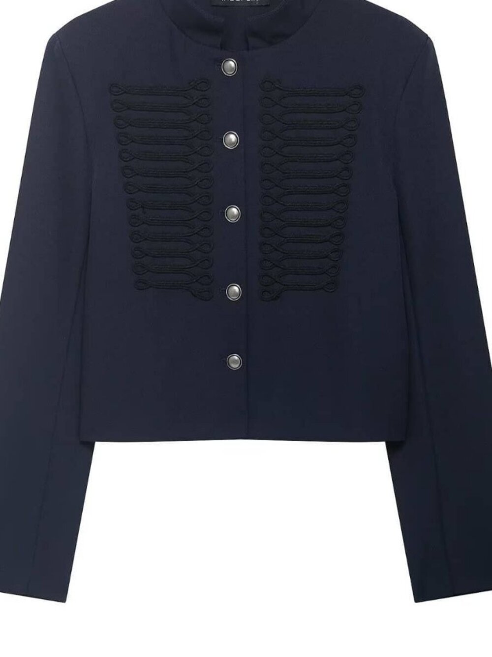 Navy Blue Casual Women's Versatile Button-Decor Single-Breasted Short Jacket - Picture 7 of 10